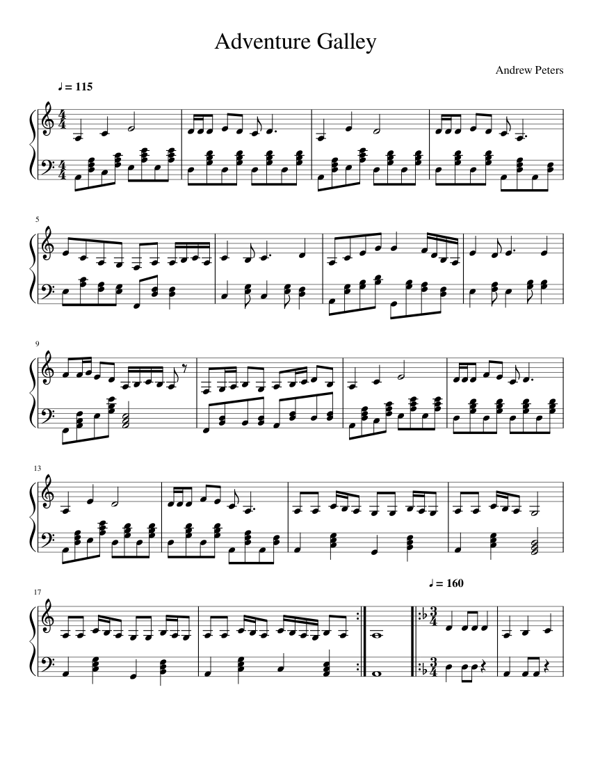 Adventure Galley Sheet music for Piano (Solo) | Musescore.com
