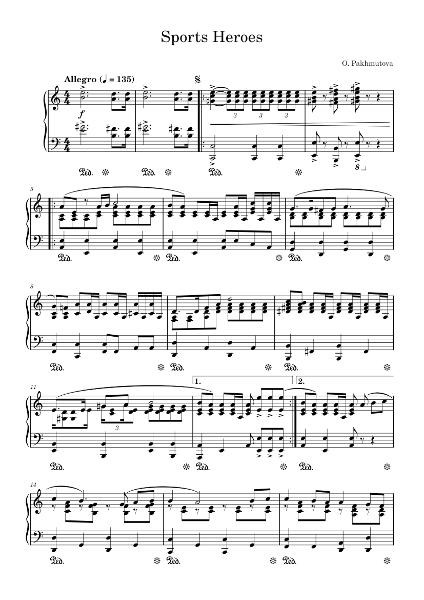 Sports Heroes - O. Pakhmutova 楽譜 ピアノ (ソロ) | MuseScore.com