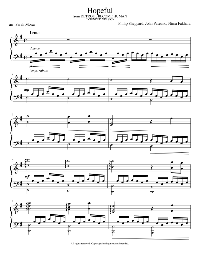 Hopeful - Detroit: Become Human Sheet music for Piano (Solo) | Musescore.com