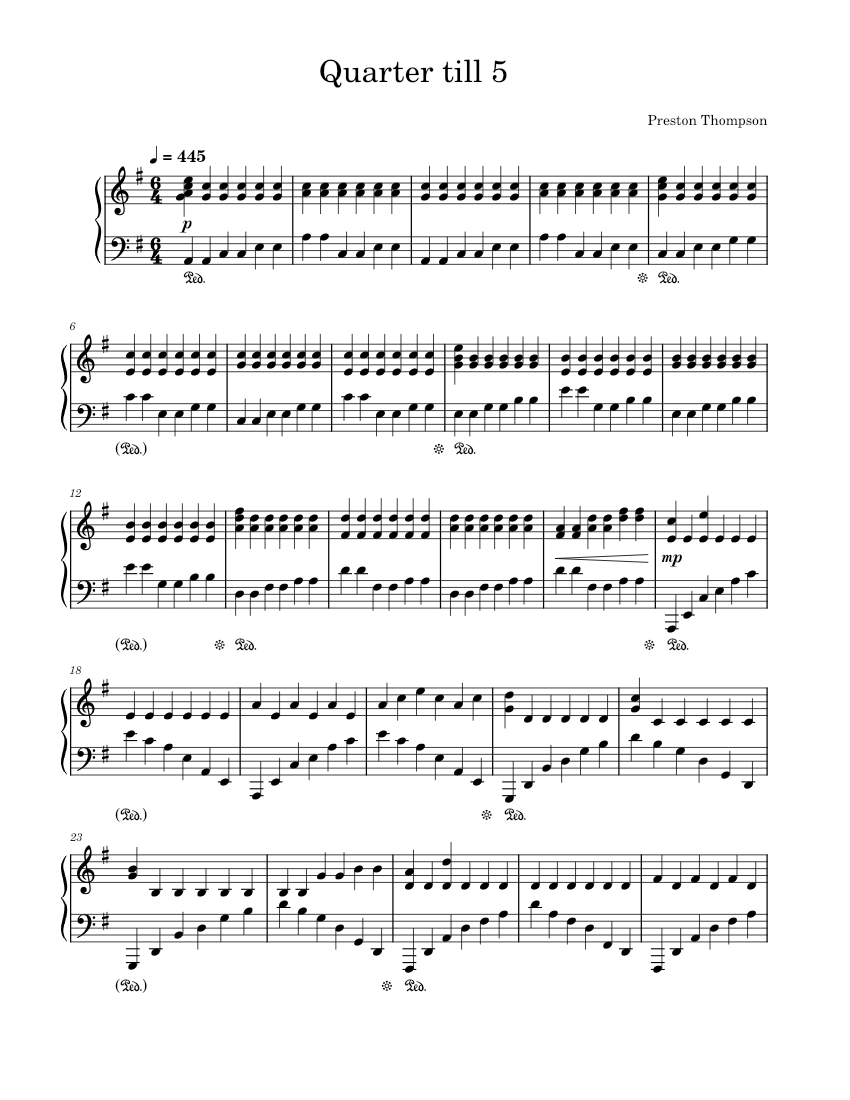 Quarter till 5 Sheet music for Piano (Solo) | Musescore.com