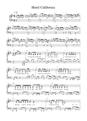 Free Hotel California by Eagles sheet music | Download PDF or print on  Musescore.com