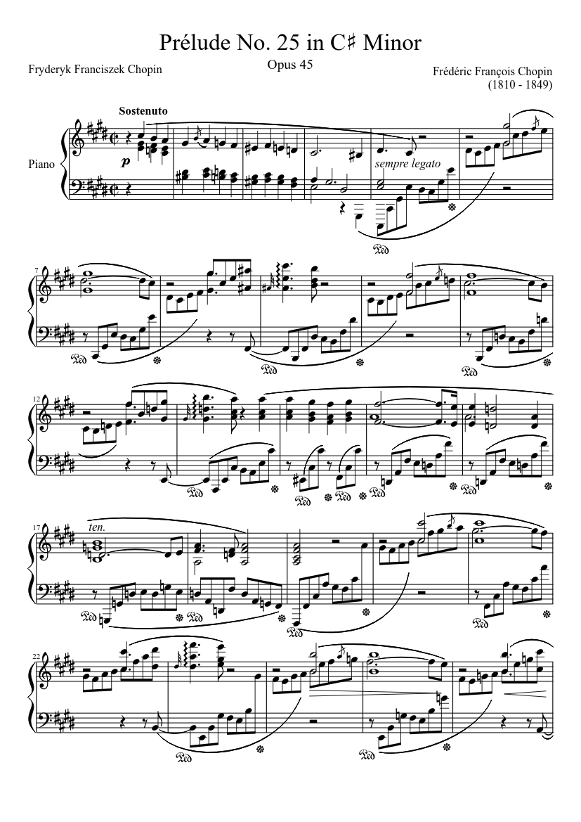 前奏曲第25番 作品45 ハ短調 楽譜 ピアノ (ソロ) | MuseScore.com