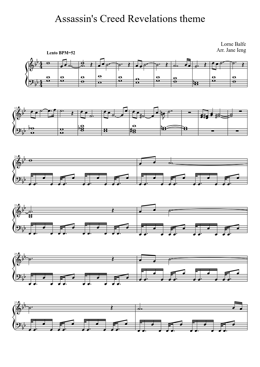 Assassin's Creed Revelations theme Sheet music for Piano (Solo) |  Musescore.com