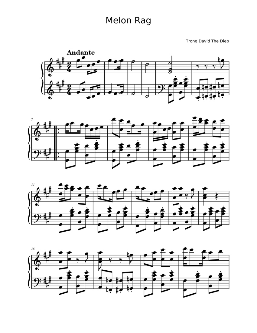 Melon Rag Melon Rag Sheet music for Piano (Solo) | Musescore.com