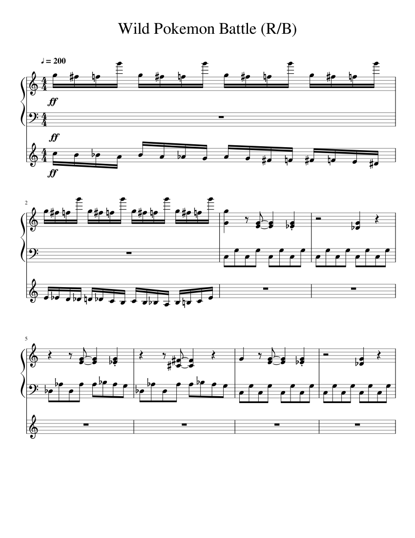 Wild Pokemon Battle (R/B) Sheet music for Piano (Solo)