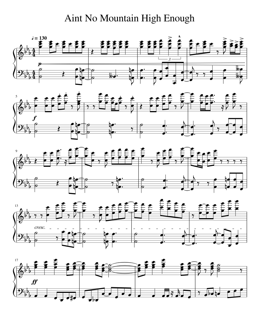 Aint No Mountain High Enough Sheet music for Piano (Solo) | Musescore.com