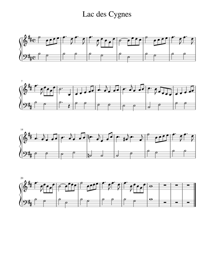 Le lac des cygnes Sheet music for Piano (Solo) Easy | Musescore.com