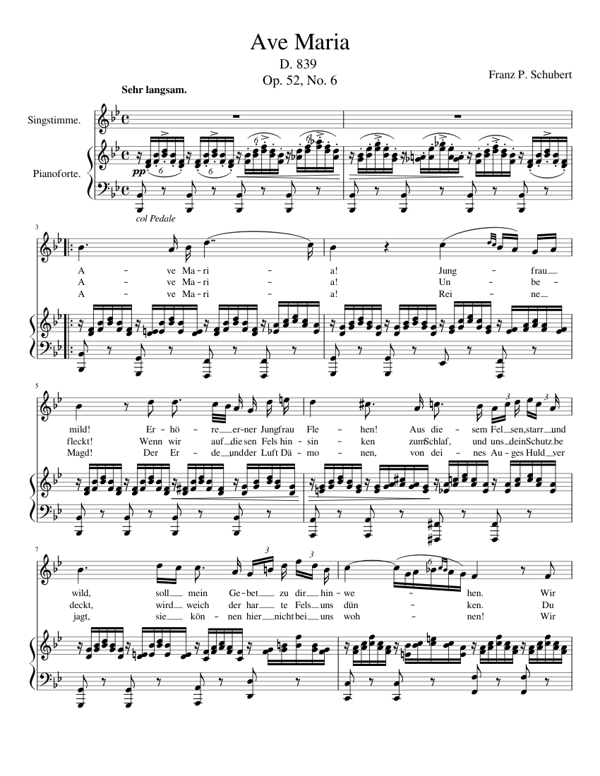 Ave Maria Sheet Music For Piano Vocals Piano Voice Musescore Com