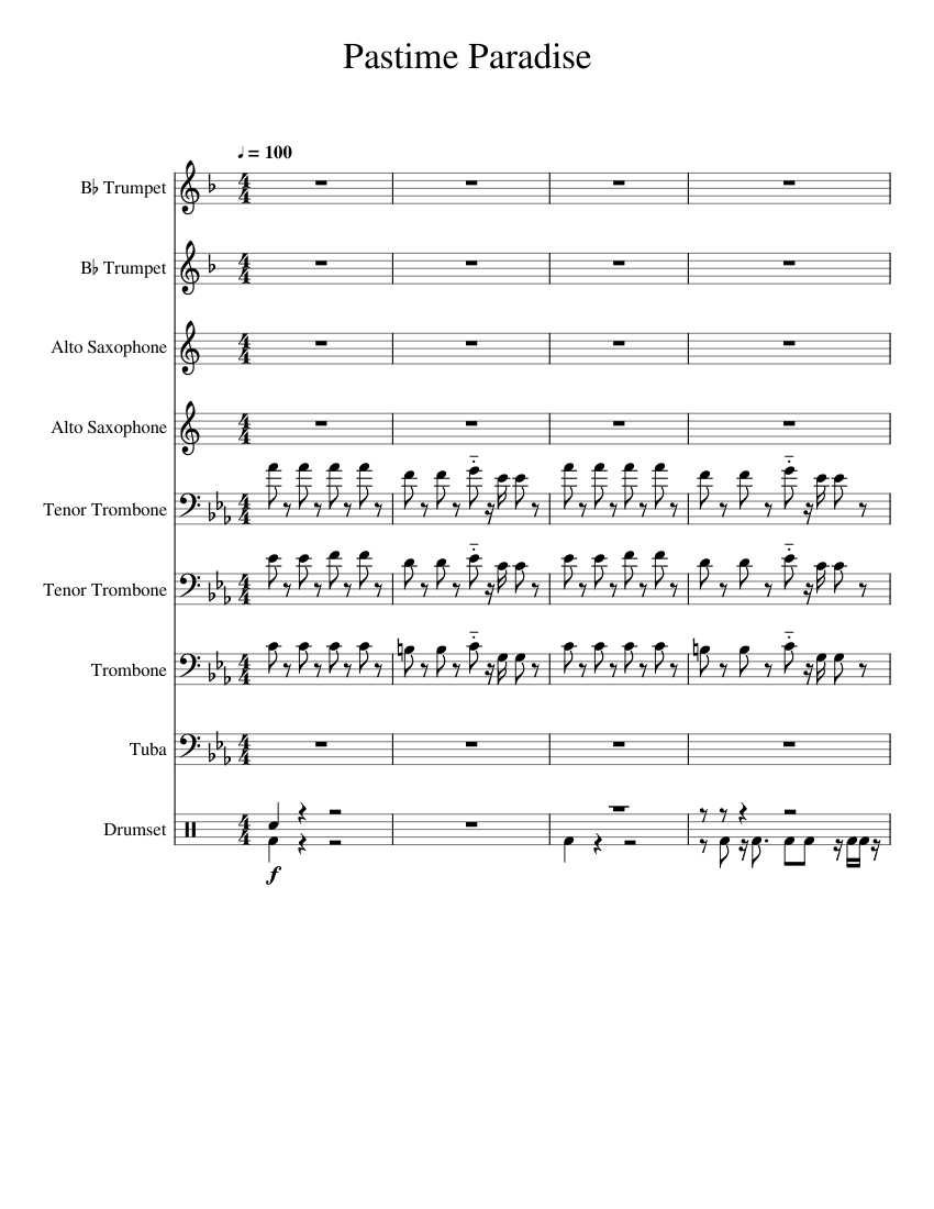 Pastime Paradise Sheet music for Trombone, Tuba, Trombone tenor