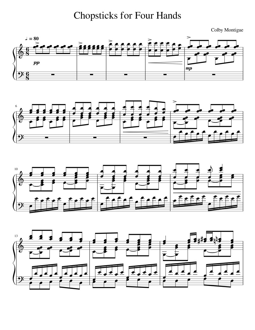 Chopsticks_for_Four_Hands Sheet music for Piano (Solo)