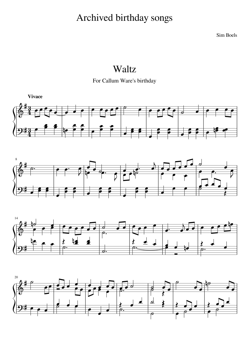 Archived birthday songs