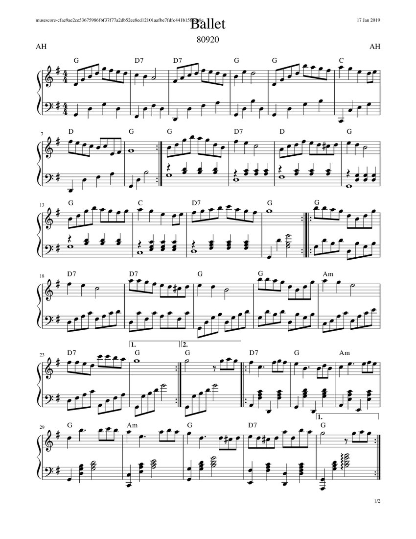 80920 Ballet 2 Sheet music for Piano (Solo) | Musescore.com