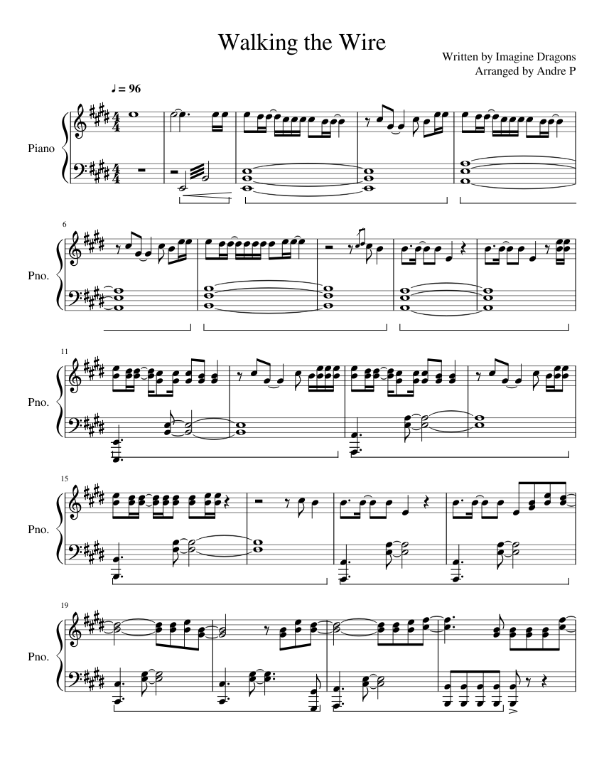 Walking the Wire - Imagine Dragons Sheet music for Piano (Solo) |  Musescore.com