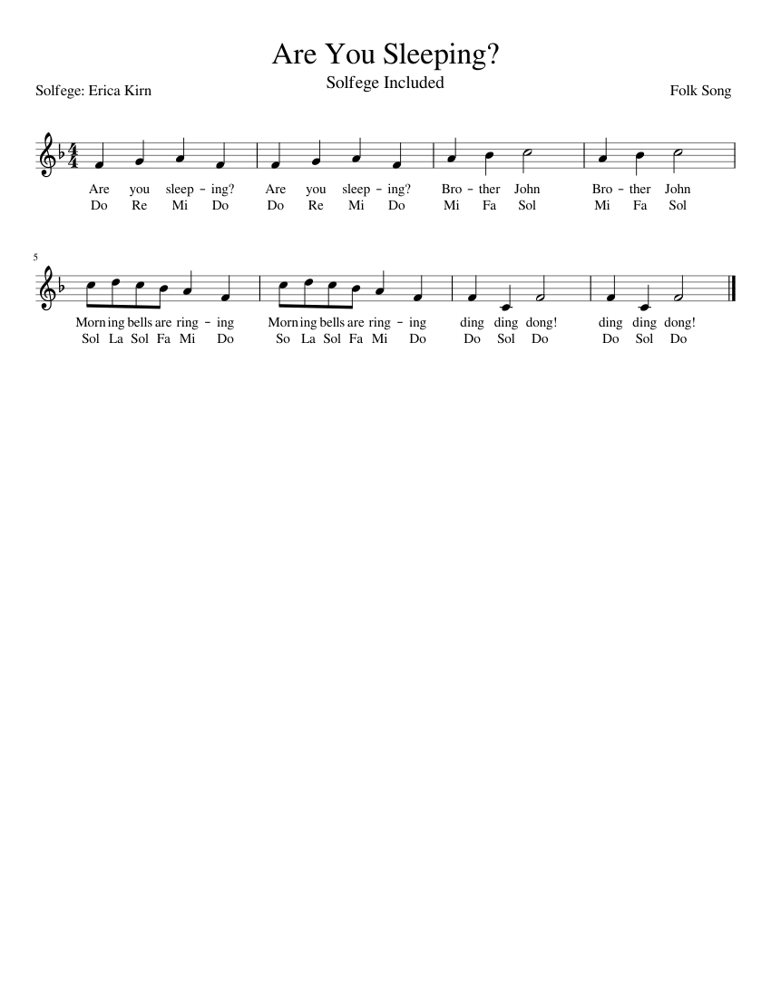 Are You Sleeping Sheet Music For Vocals Solo Download And Print In Pdf Or Midi Free Sheet Music With Lyrics Musescore Com