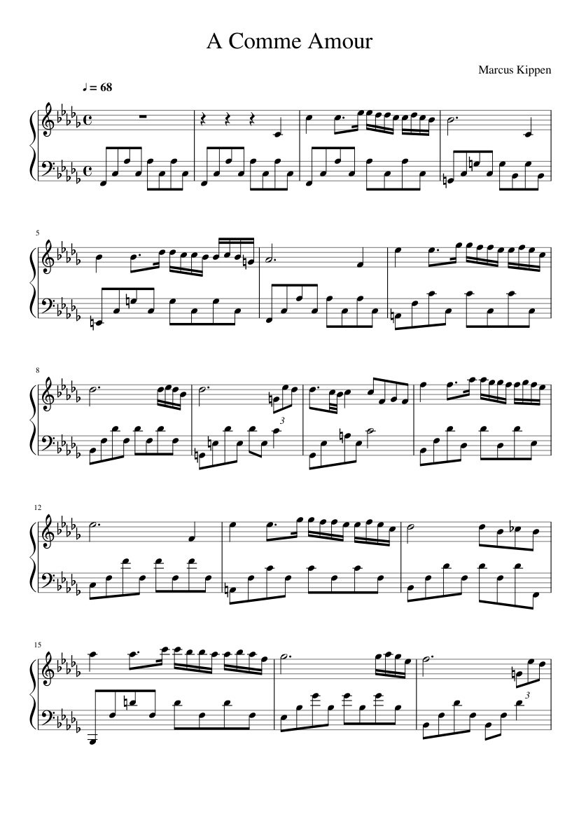 A Comme Amour Sheet music for Piano (Solo) | Musescore.com