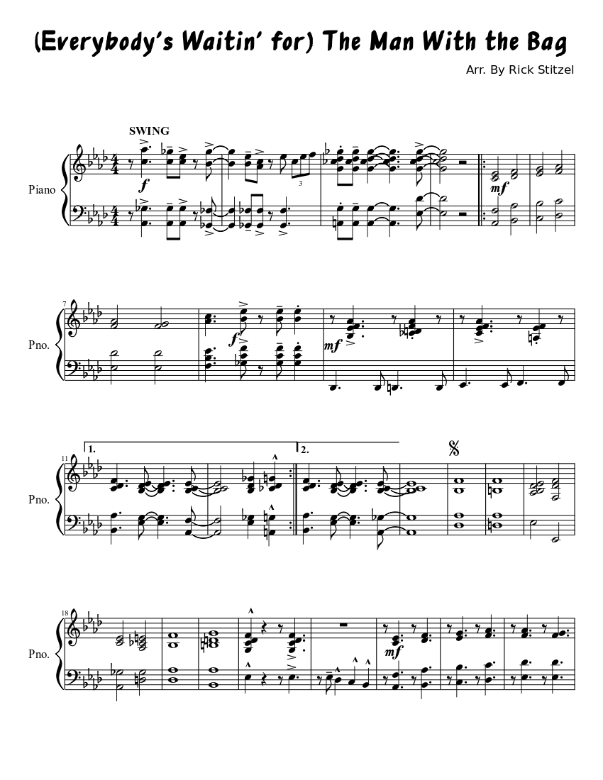 Everybody's Waitin' for) The Man With the Bag Sheet music for Piano (Solo)  | Musescore.com