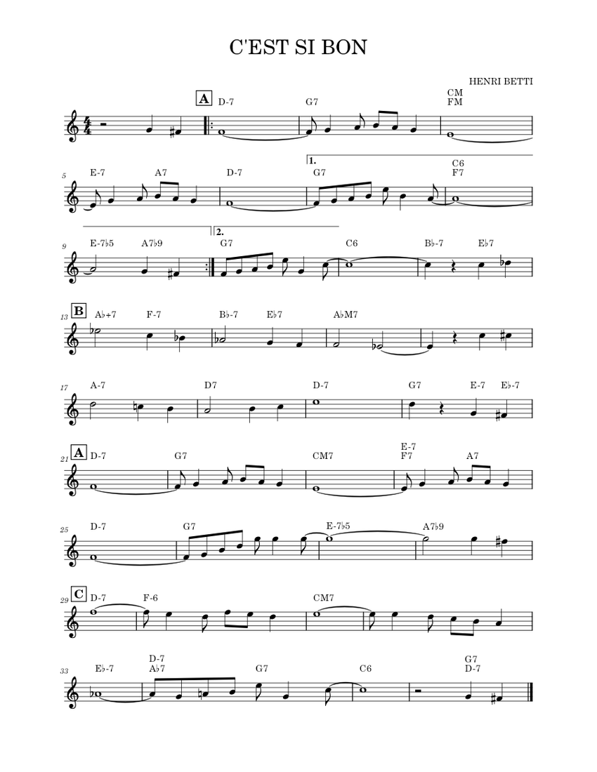 si bon – Armstrong Cest Si Sheet music for Piano (Solo) | Musescore.com