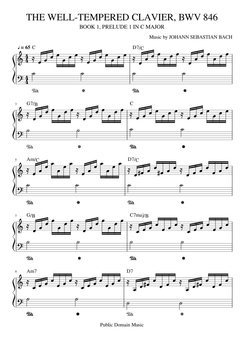 THE WELL-TEMPERED CLAVIER, Book 1, Prelude 1 in C Major by Johann Sebastian  BACH Sheet music for Piano (Solo) | Musescore.com
