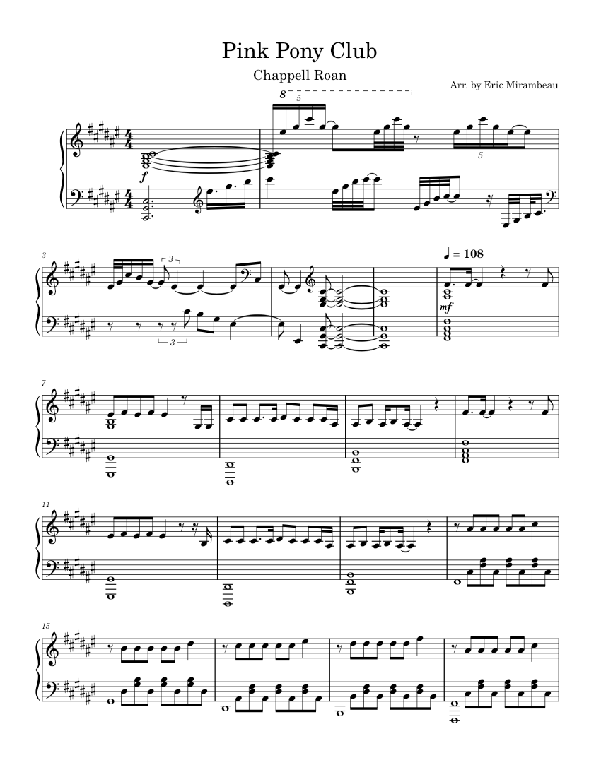Pink Pony Club Chappell Roan Sheet Music For Piano Solo Musescore Pink Pony Club Chappell Roan Sheet Music For Piano Solo Musescore