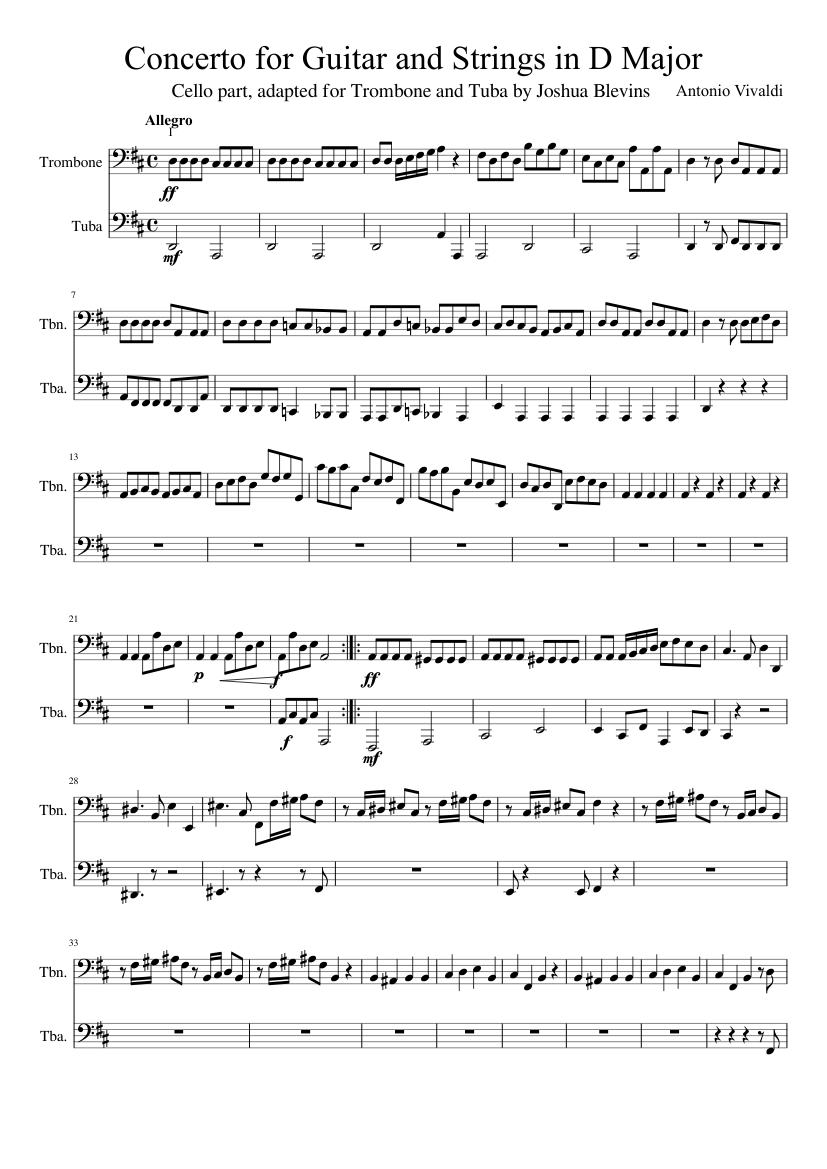 Concerto for Guitar and Strings in D Major Sheet music for