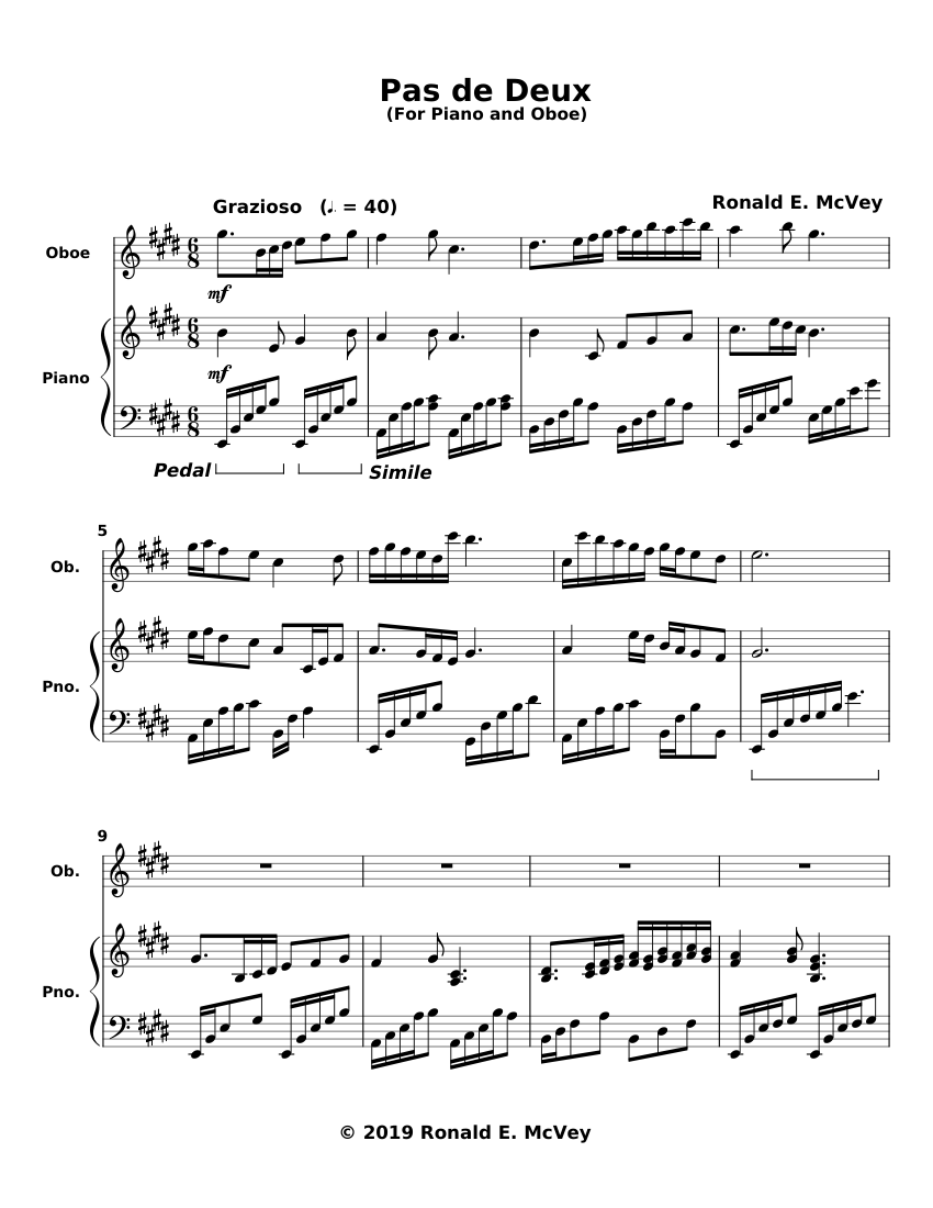 Pas de Deux II Sheet music for Piano, Oboe (Solo) | Musescore.com