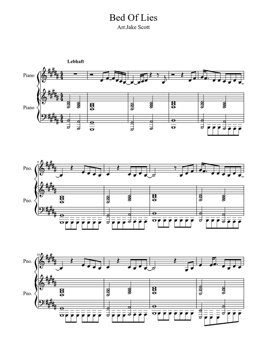 Bed Of Lies Sheet music for Piano (Piano Duo) | Musescore.com