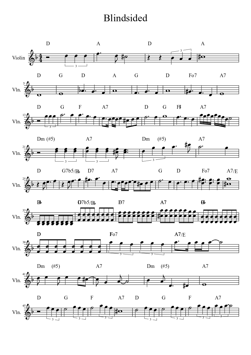 Blindsided Sheet music for Violin (Solo) | Musescore.com