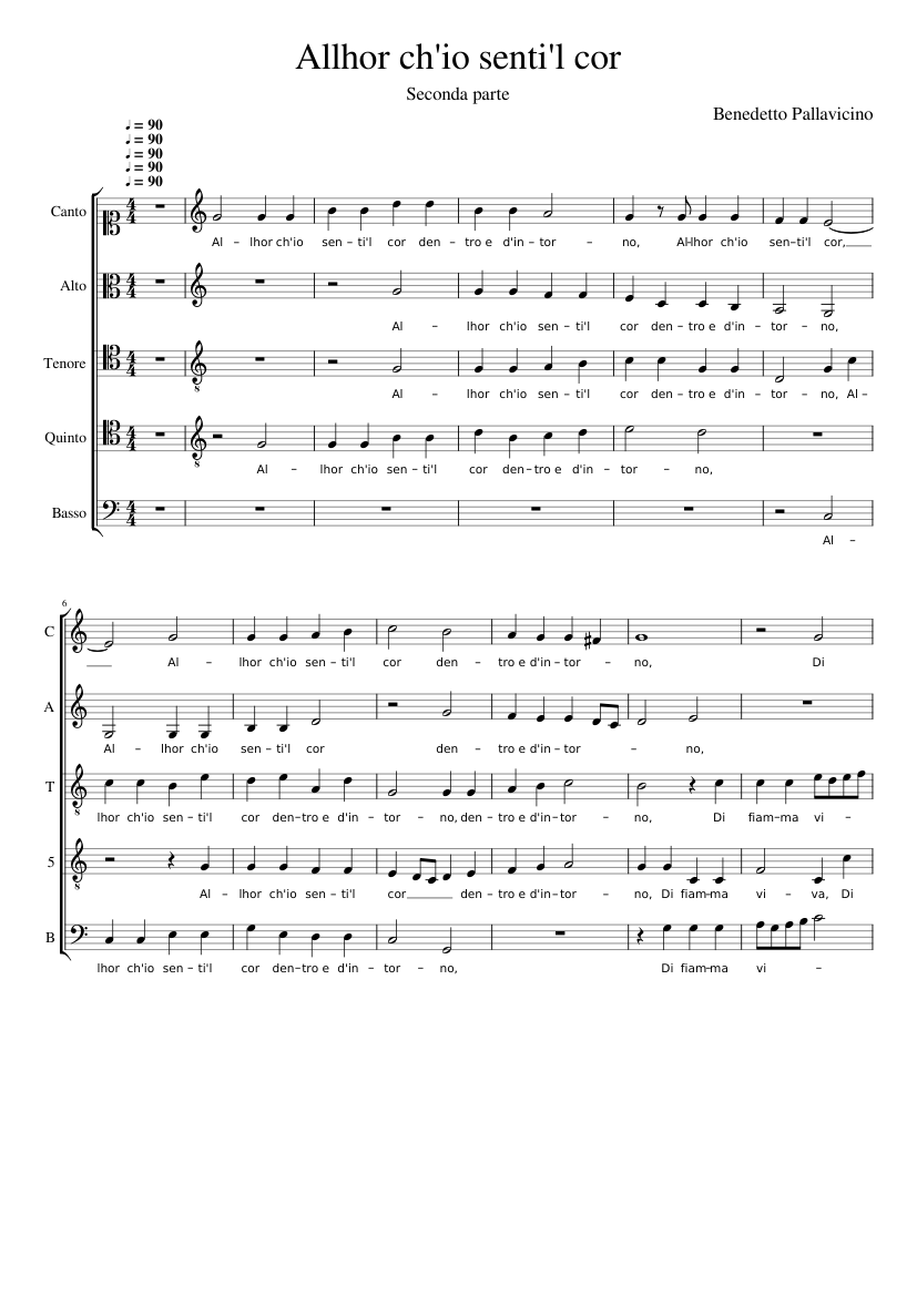 Allhor ch'io senti e'l cor