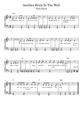 Another Brick In The Wall sheet music for trumpet solo (PDF)