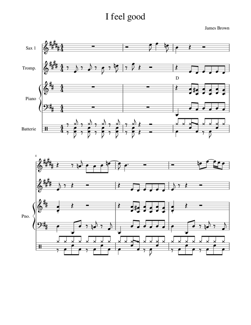 I Feel Good Sheet music for Piano, Saxophone alto, Trumpet in b-flat ...