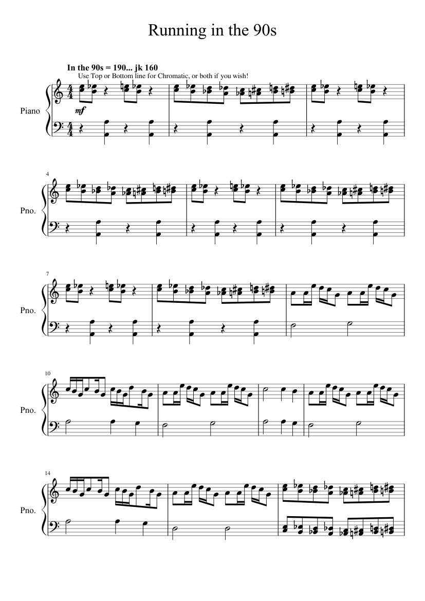 90年代を駆け抜ける 楽譜 ピアノ (ソロ) | MuseScore.com