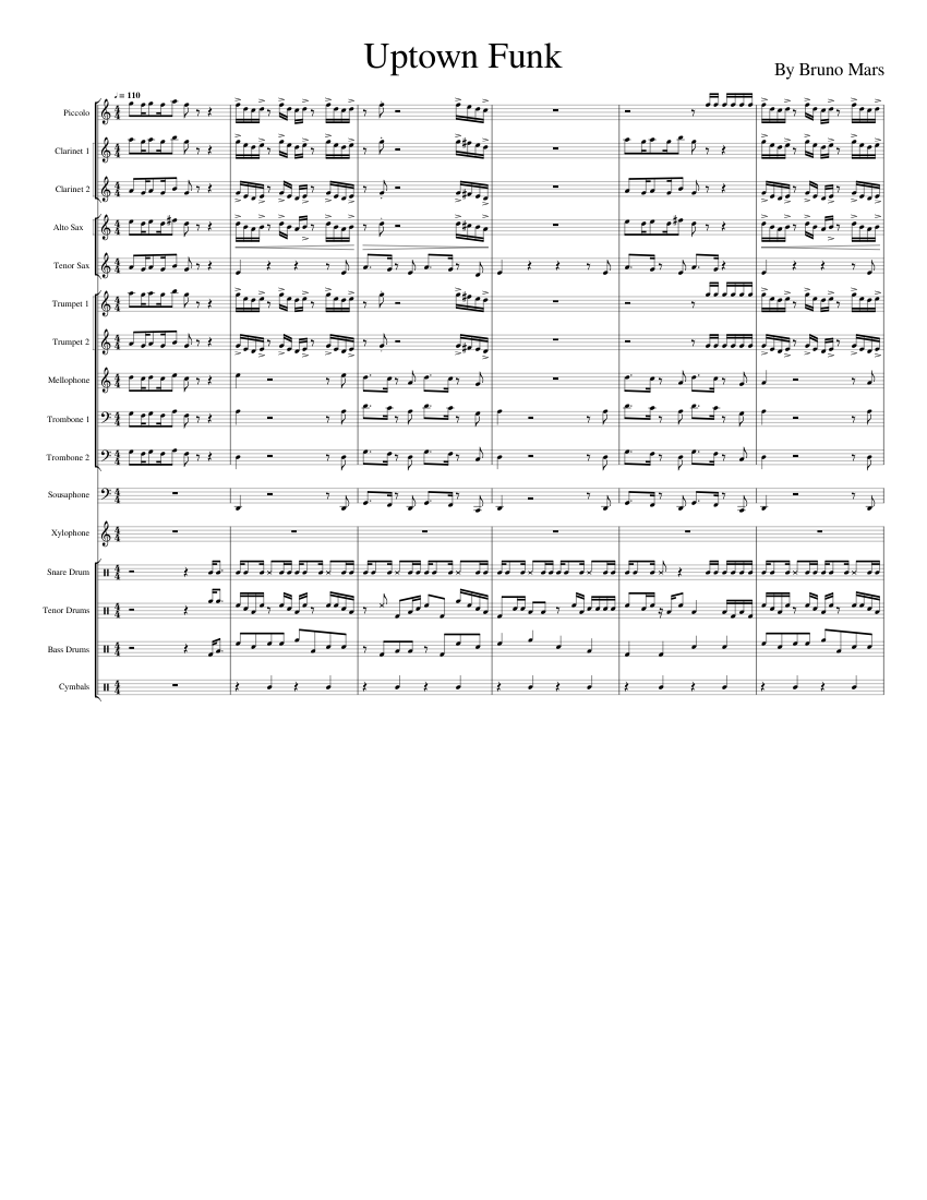 Uptown Funk Sheet music for Trombone, Tuba, Flute piccolo, in