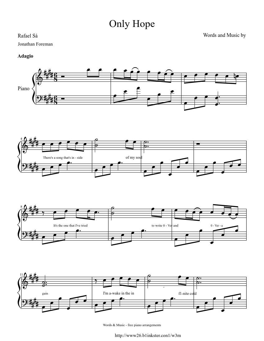 Only hope Sheet music for Piano (Solo) | Musescore.com