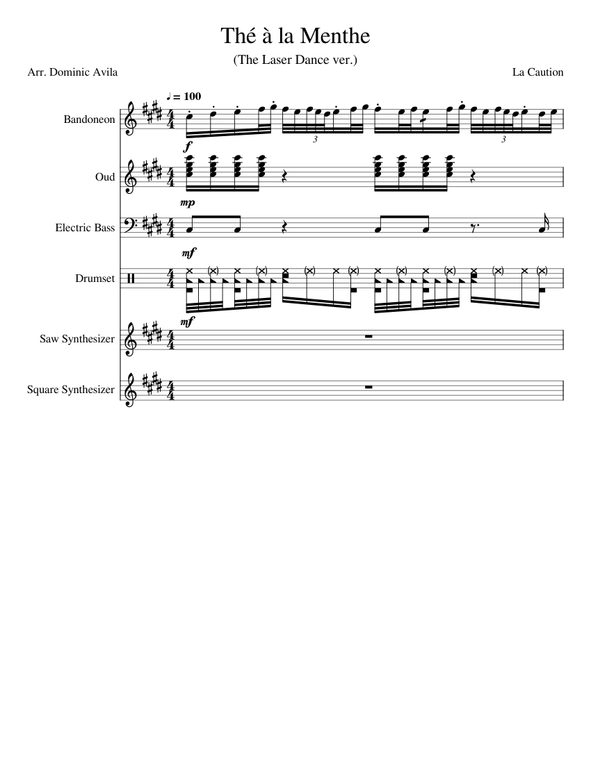 La Caution The A La Menthe Sheet Music For Drum Group Bass Synthesizer Synthesizer More Instruments Mixed Ensemble Musescore Com Discover more than 56 million tracks, create your own playlists, and share your favourite tracks with your friends. la caution the a la menthe sheet