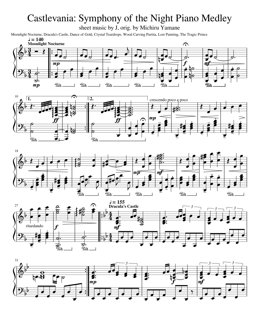 Castlevania: Symphony of the Night Piano Medley Sheet music for Piano  (Solo) | Musescore.com