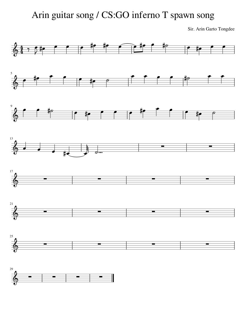 Arin guitar song Sheet music for Piano (Solo) Easy | Musescore.com