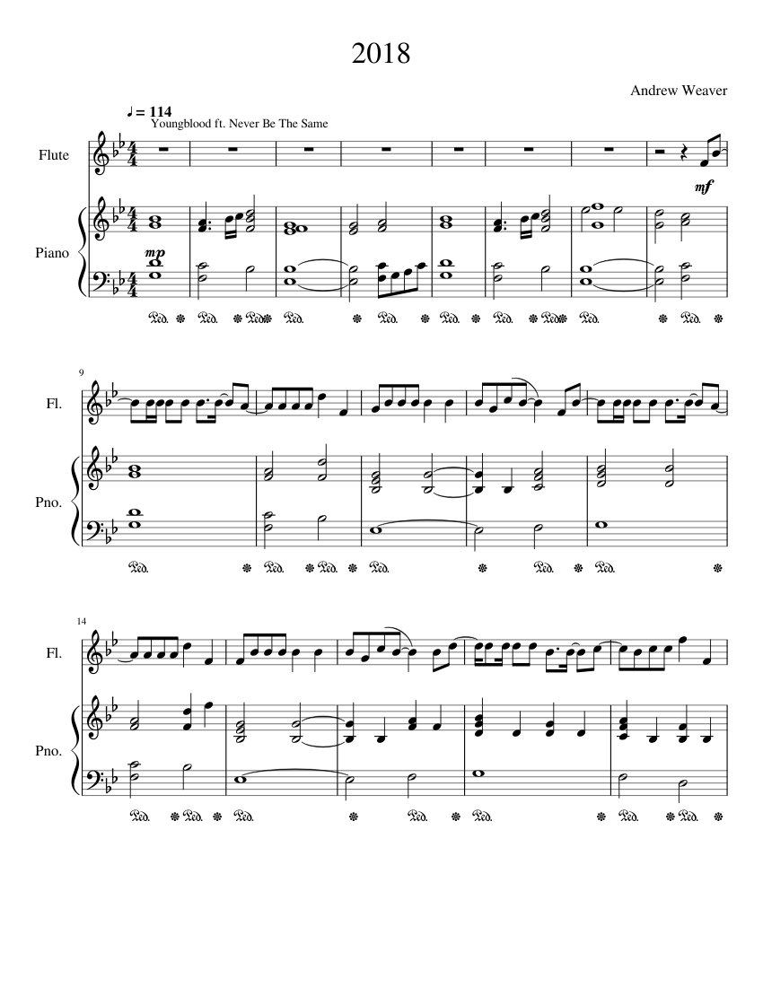 2018 Medley (Finished) Sheet music for Piano, Flute (Solo) | Musescore.com