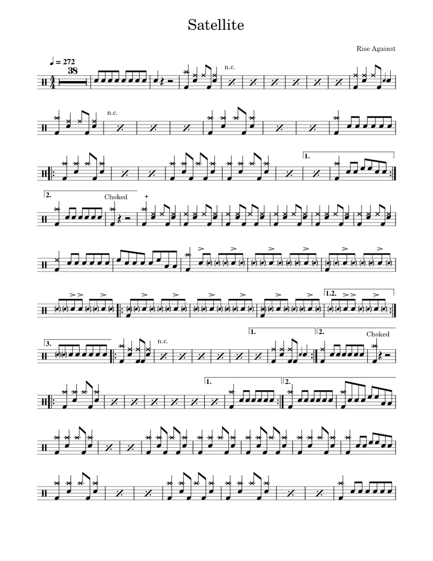 Satellite – Rise Against Sheet music for Drum Group (Solo) | Musescore.com