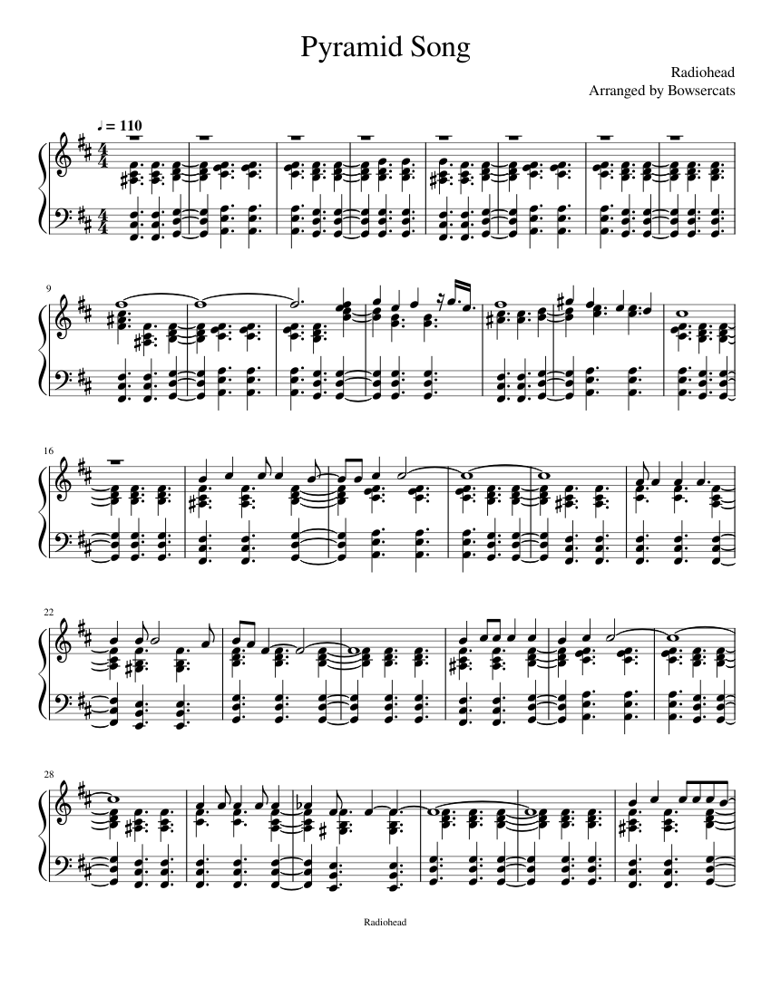 Download and print in PDF or MIDI free sheet music for Pyramid Song by Radi...