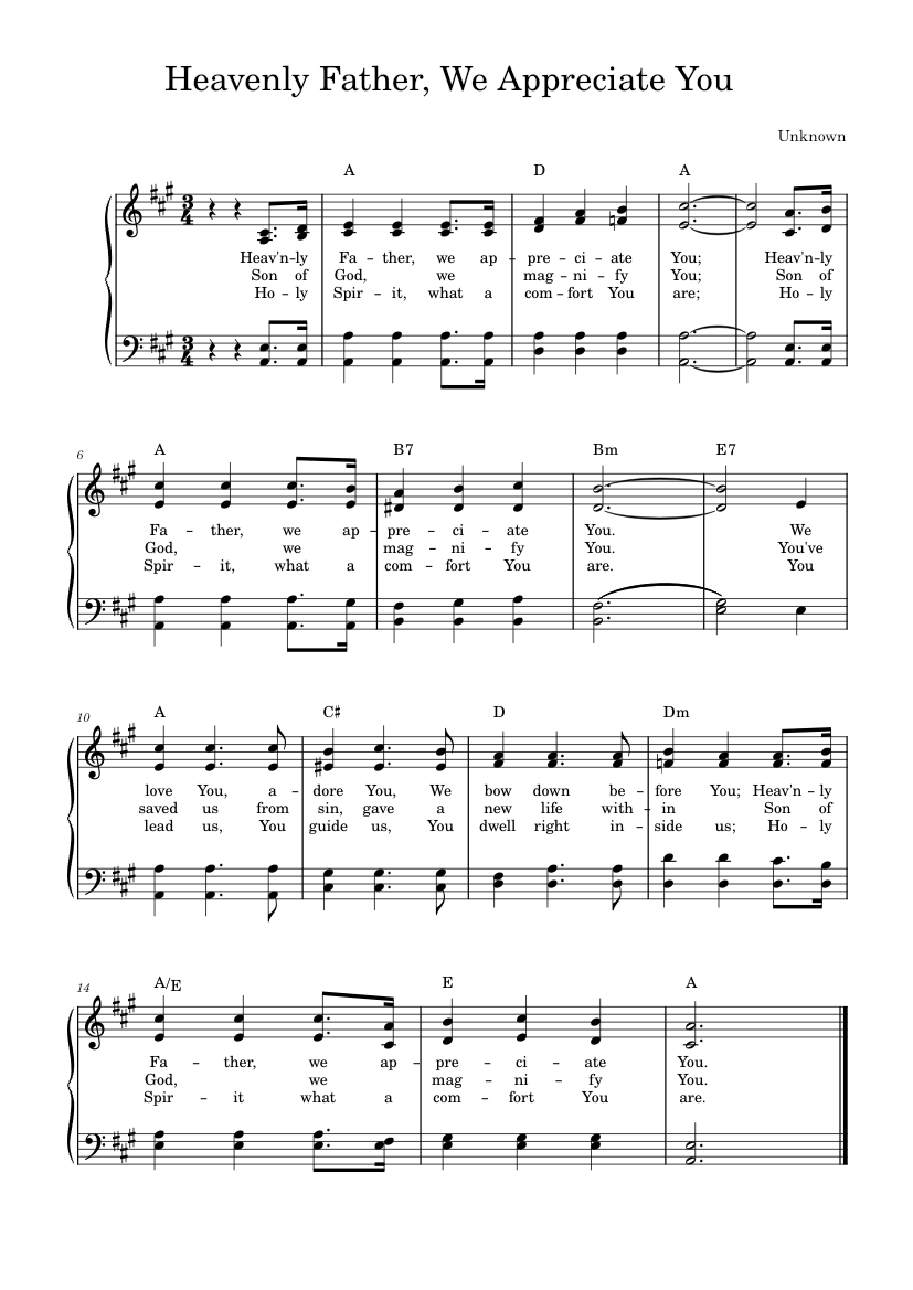 Heavenly Father, We Appreciate You – Unknown Sheet music for Piano (SATB) Easy | Musescore.com