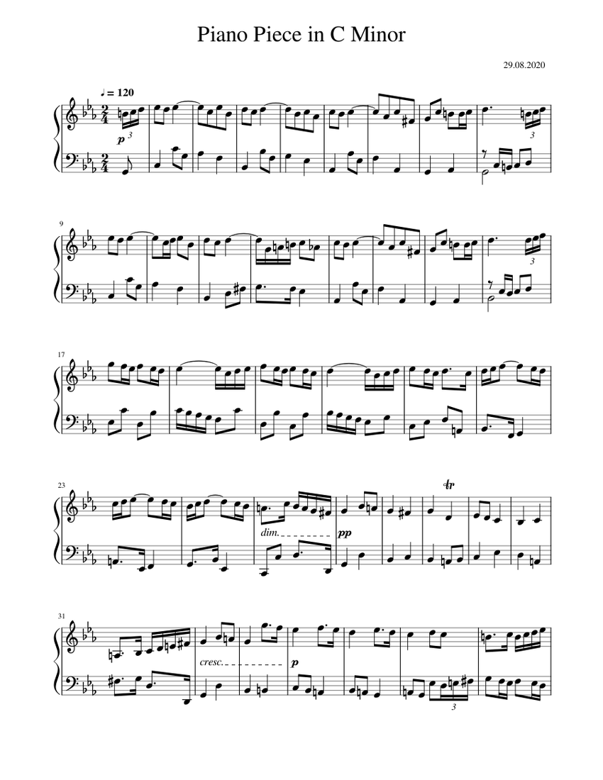 Piano Piece in C Minor Sheet music for Piano (Solo) Easy | Musescore.com