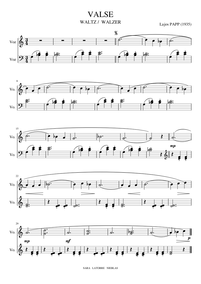 VALSE Sheet music for Vocals Choral Musescore