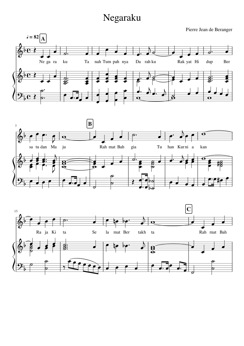 Negaraku Sheet music for Piano, Vocals (Piano-Voice) | Musescore.com