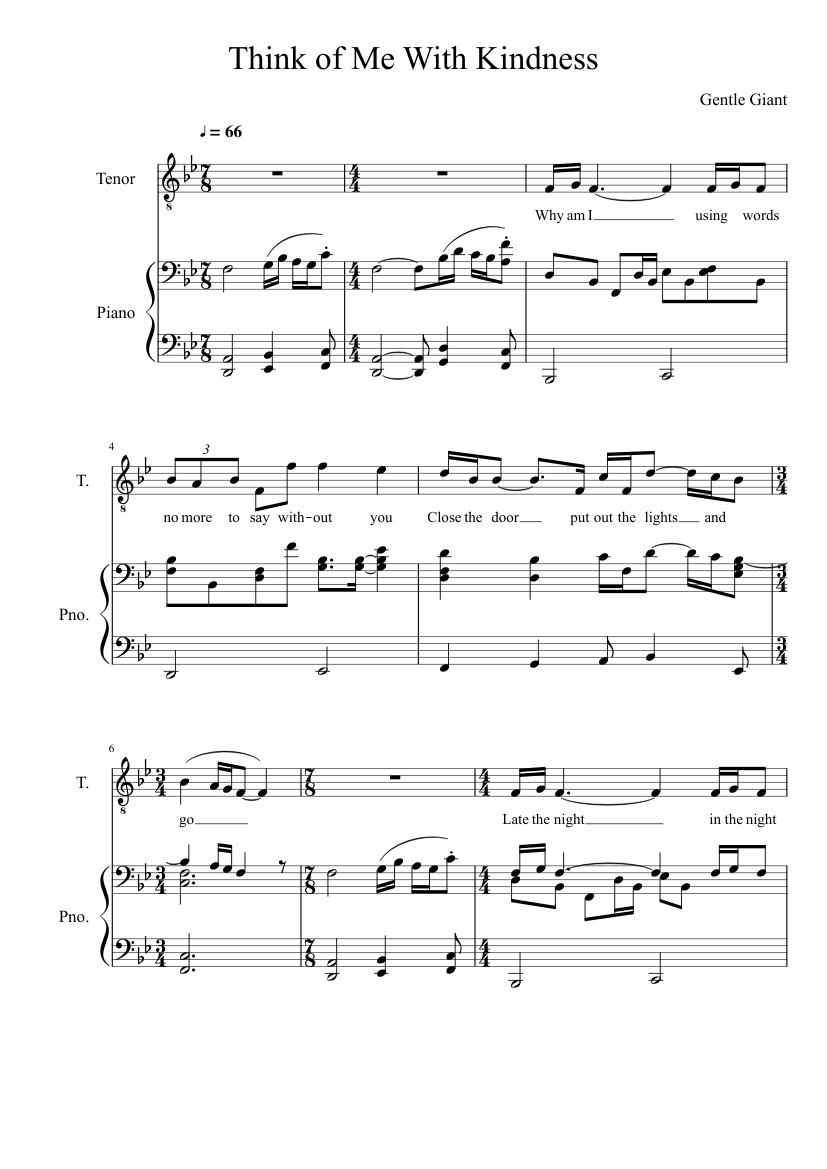 Think of Me With Kindness Sheet music for Piano (Solo) | Musescore.com