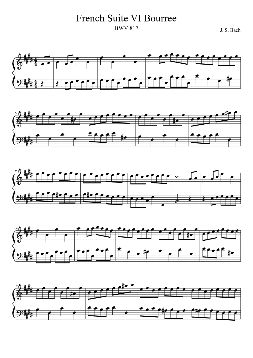 French Suite No.6 in E major BWV 817