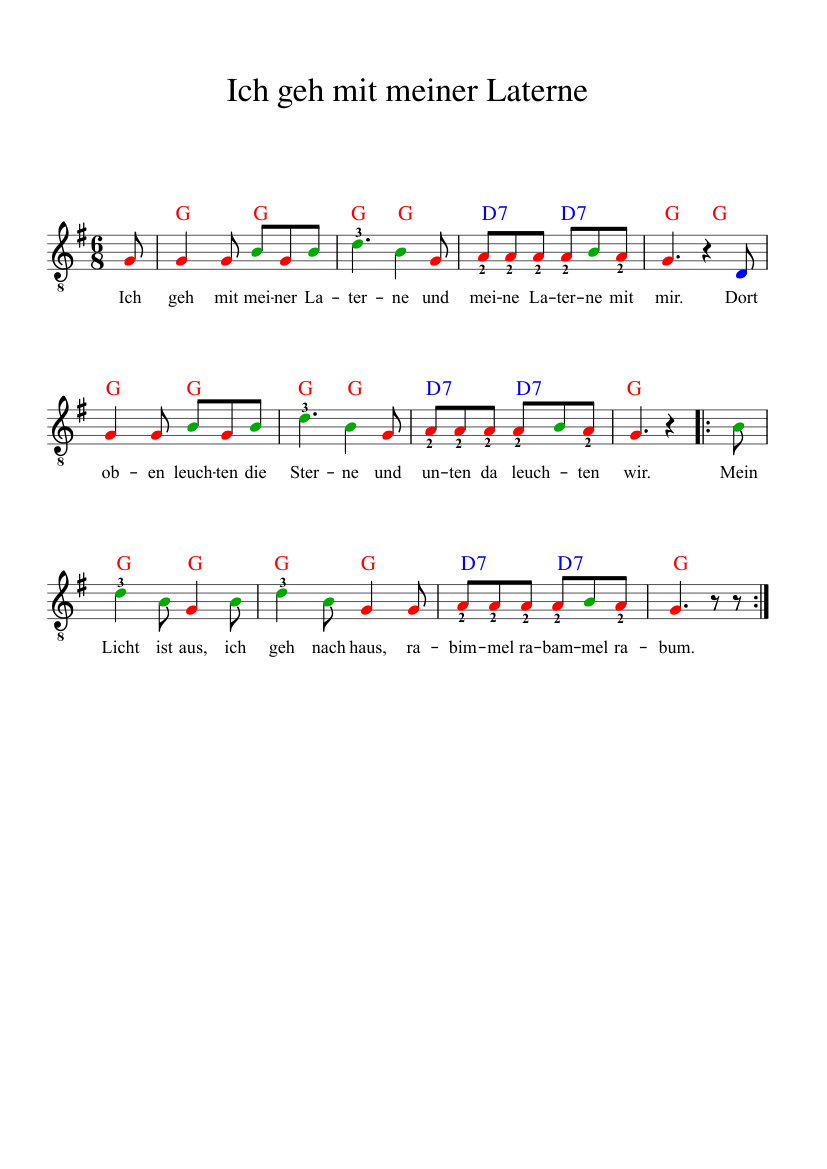 Ich geh mit meiner Laterne Sheet music for Guitar (Solo) | Musescore.com