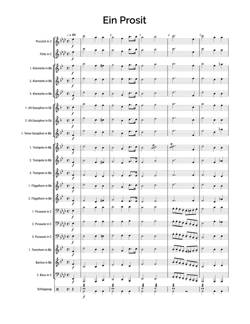 Ein Prosit (German Drink Song) – Georg Kunoth Sheet music for Trombone ...