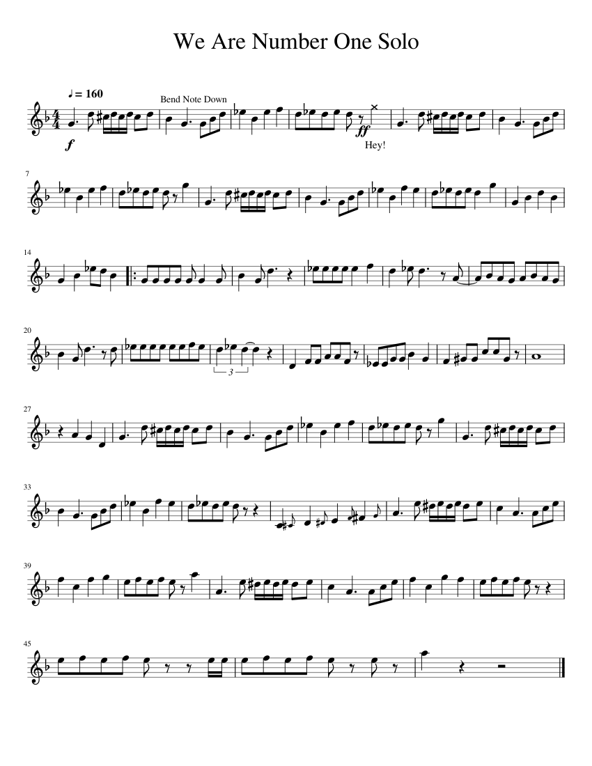 We Are Number One Sheet Music for Trumpet in b-flat (Solo