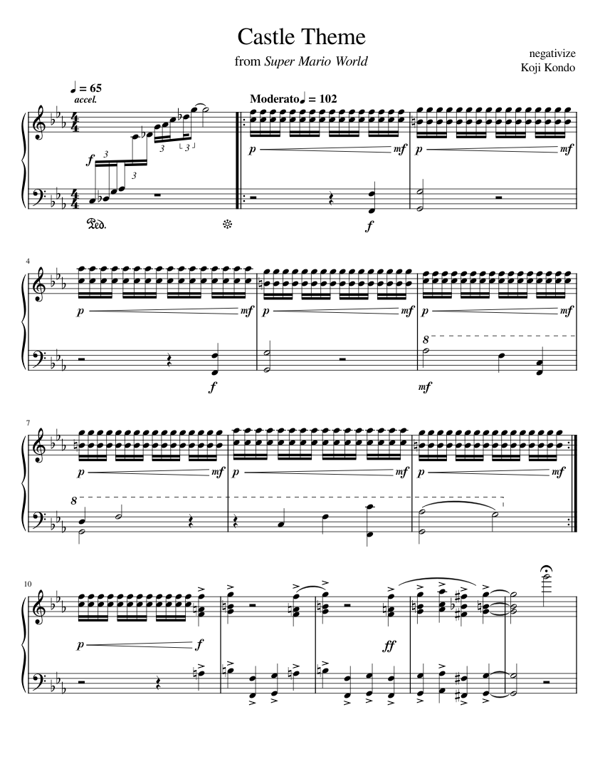 Super Mario World - Castle Theme Sheet music for Piano (Solo) Easy ...