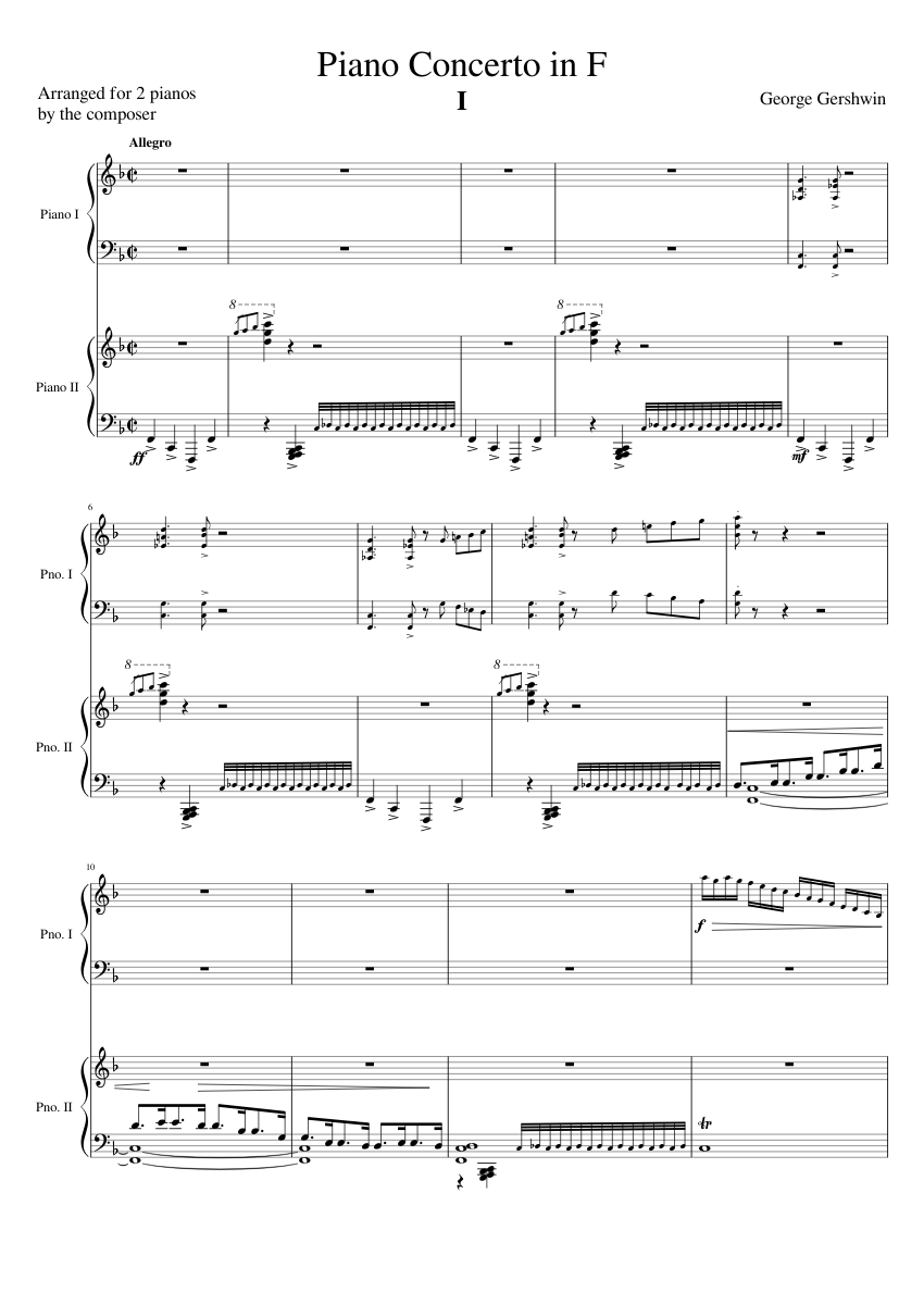 Gershwin Piano Concerto in F I. Allegro (Arr. for 2 pianos) - piano tutorial